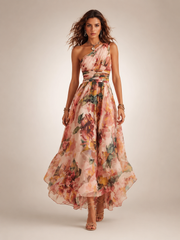 Editha | One-Shoulder Maxikleid mit Blumenprint