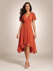 Reinhilde | Maxikleid mit asymmetrischem Saum und V-Ausschnitt