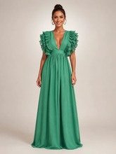 Gerlinde | Backless Maxi Dress with Ruffle Sleeves