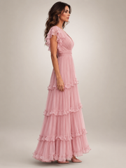 Agathe | Wickelkleid mit V-Ausschnitt und Rüschen