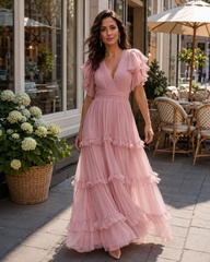Agathe | Wickelkleid mit V-Ausschnitt und Rüschen