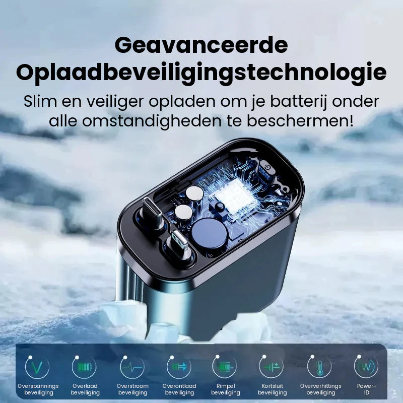 Uittrekbare 4-in-1 USB-Autolader