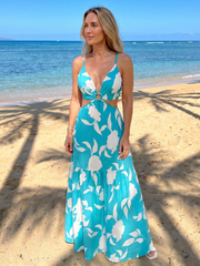Annelie | Maxikleid mit Cut-out-Taille und Spaghettiträgern – Ansicht 01