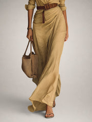 Auguste | Elegantes Maxikleid mit Reverskragen und Gürtel