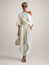 Mila | Leinen-Set mit Off-Shoulder-Top und Hose