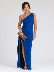 Cordula | One-Shoulder-Abendkleid mit hohem Seitenschlitz – Ansicht 01