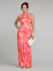 Lavinia Gemustertes Halsträger-Maxikleid – Ansicht 01