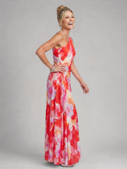 Melanie | One-Shoulder-Midikleid mit Plisseefalten