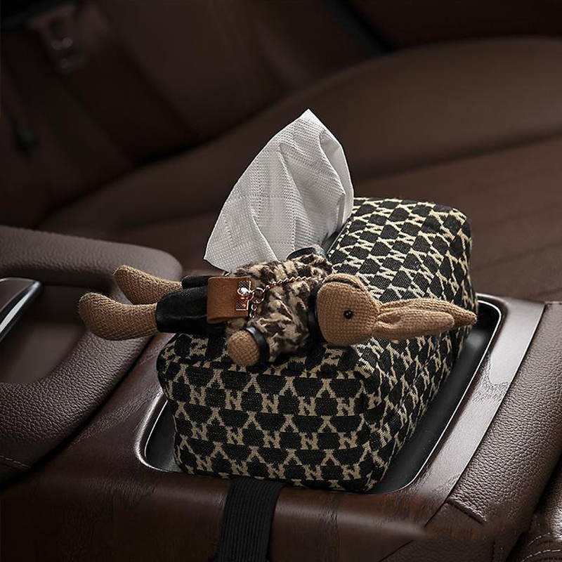 BunnyCharm Car Tissue Box - With Rabbit Plush Toy