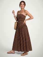 Amelie | Schulterfreies Midikleid mit Punktemuster