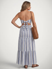 Paula | Off-Shoulder-Midikleid mit Streifenmuster