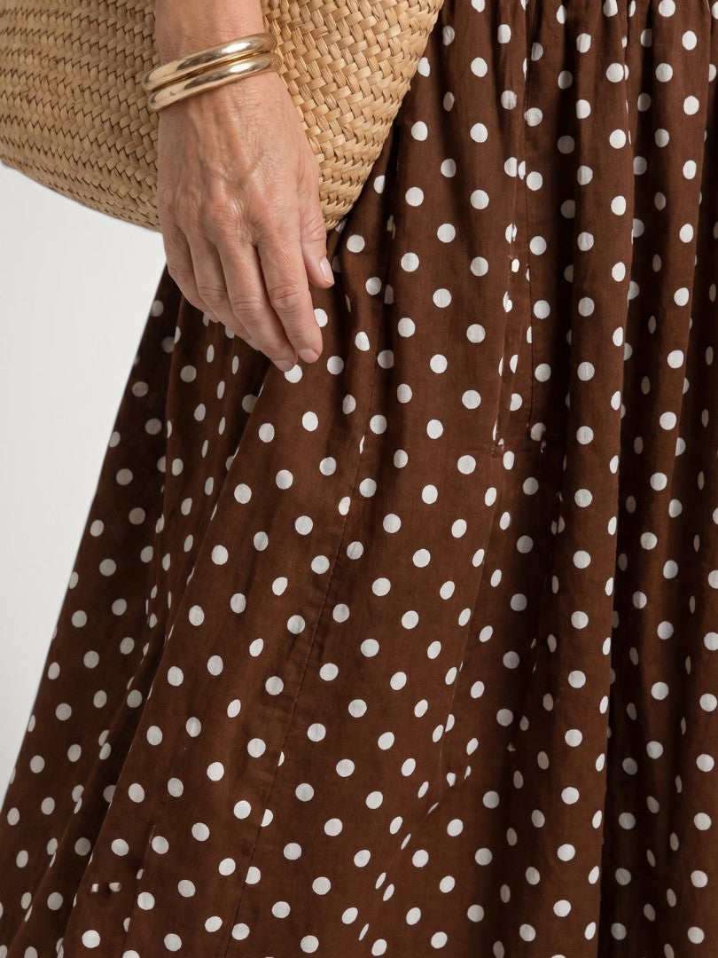 Amelie | Schulterfreies Midikleid mit Punktemuster