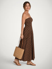 Amelie | Schulterfreies Midikleid mit Punktemuster