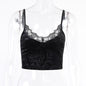 Dark Halloween Style Lace Tank Top Punk Navel Print Sexy Backless Streetwear Y2K Camisole