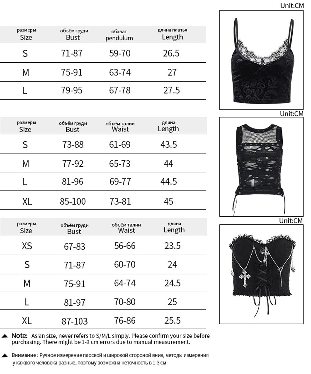 Dark Halloween Style Lace Tank Top Punk Navel Print Sexy Backless Streetwear Y2K Camisole