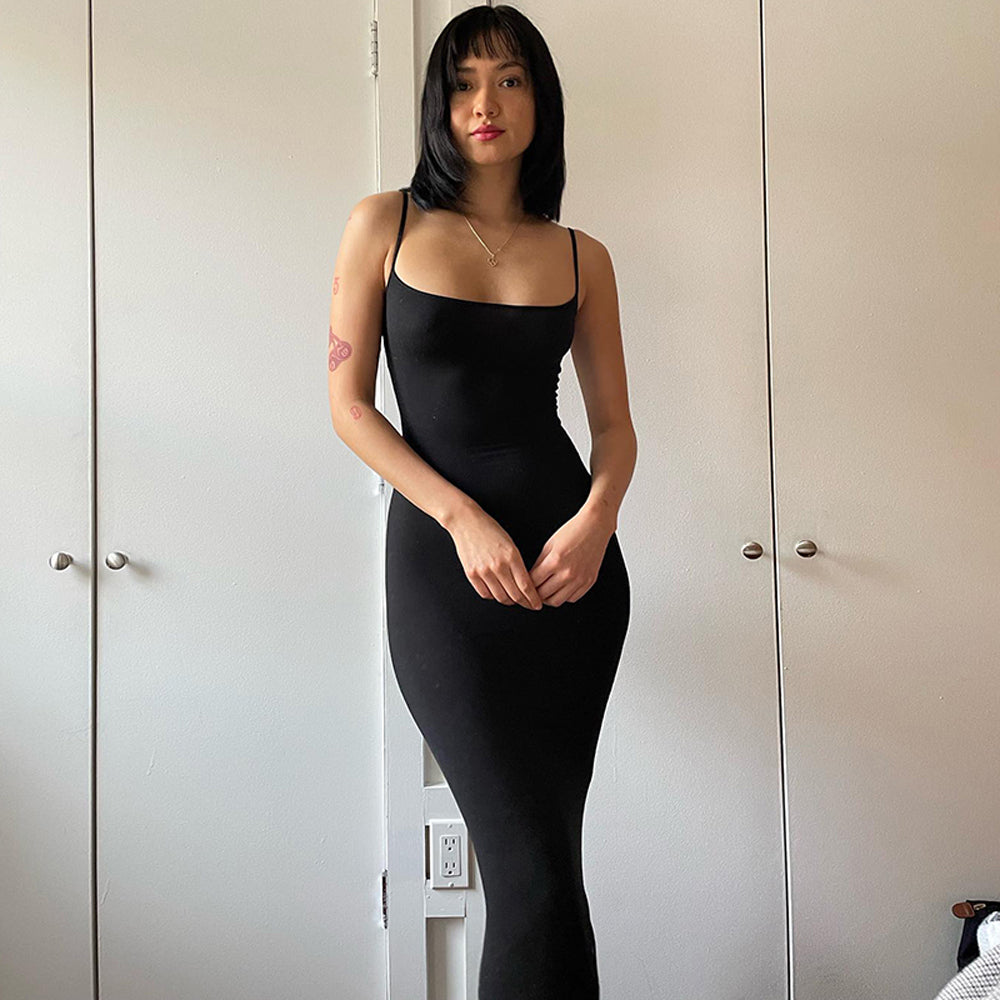 Fashion High Waisted Satin Suspender Dress for Women Sexy Elegant Bodycon Outfit Evening Dress