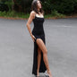 Fashion High Waisted Satin Suspender Dress for Women Sexy Elegant Bodycon Outfit Evening Dress