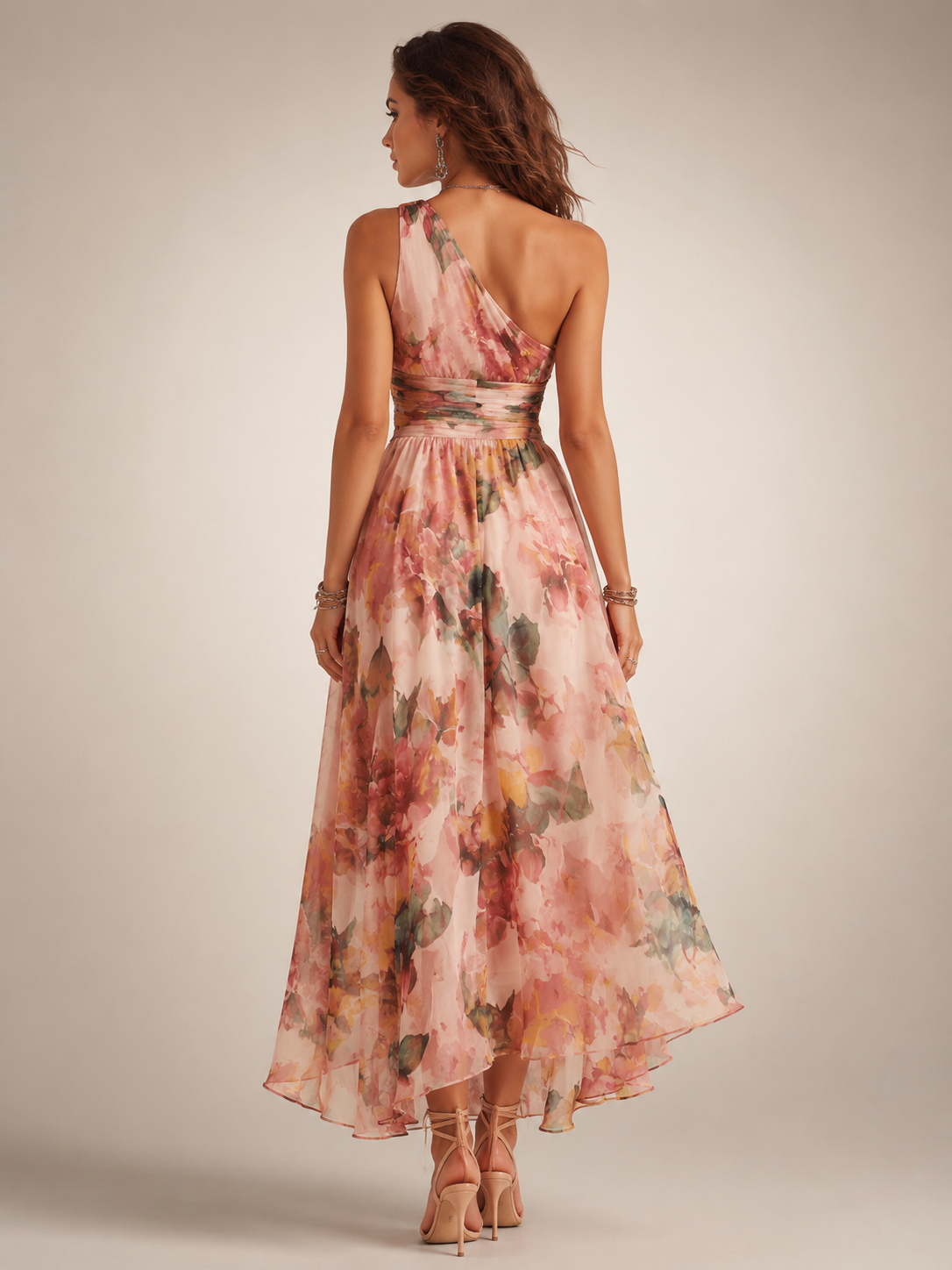 Editha | One-Shoulder Maxikleid mit Blumenprint