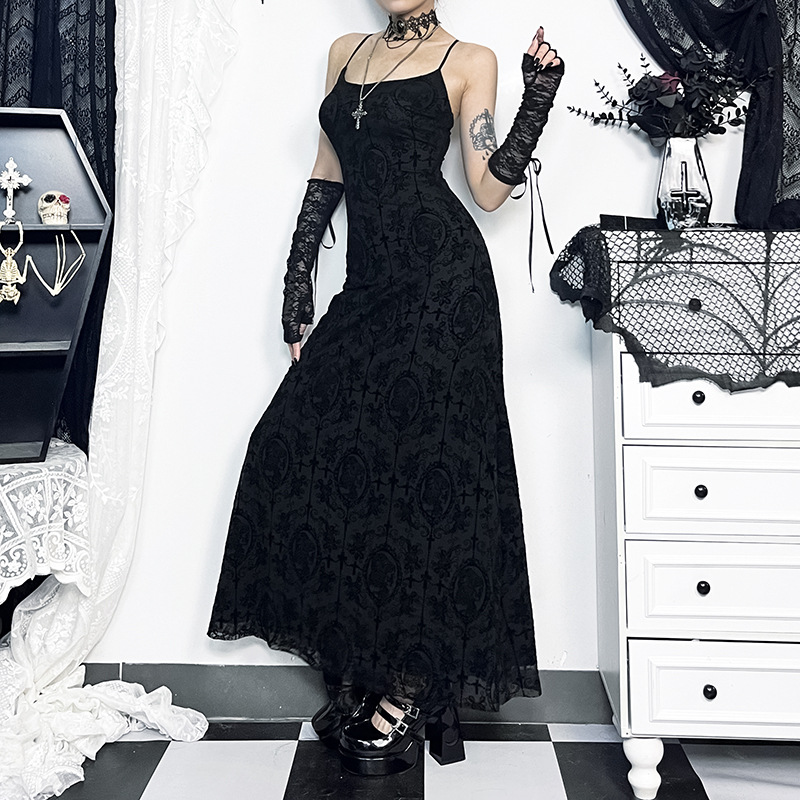 New Girls Hip Wrap Dress Dark Style Personality Cross Sexy Midi Dress