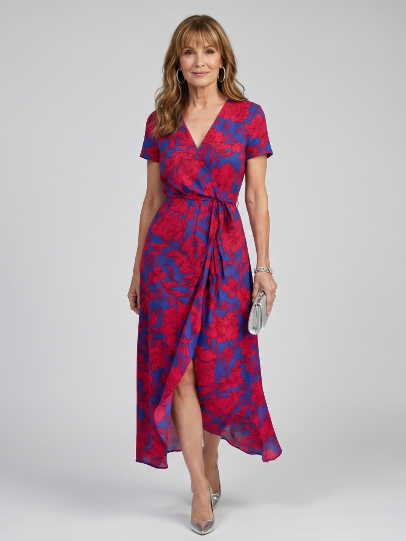 Lotte Wickelmidikleid Blumenmuster – Ansicht 01