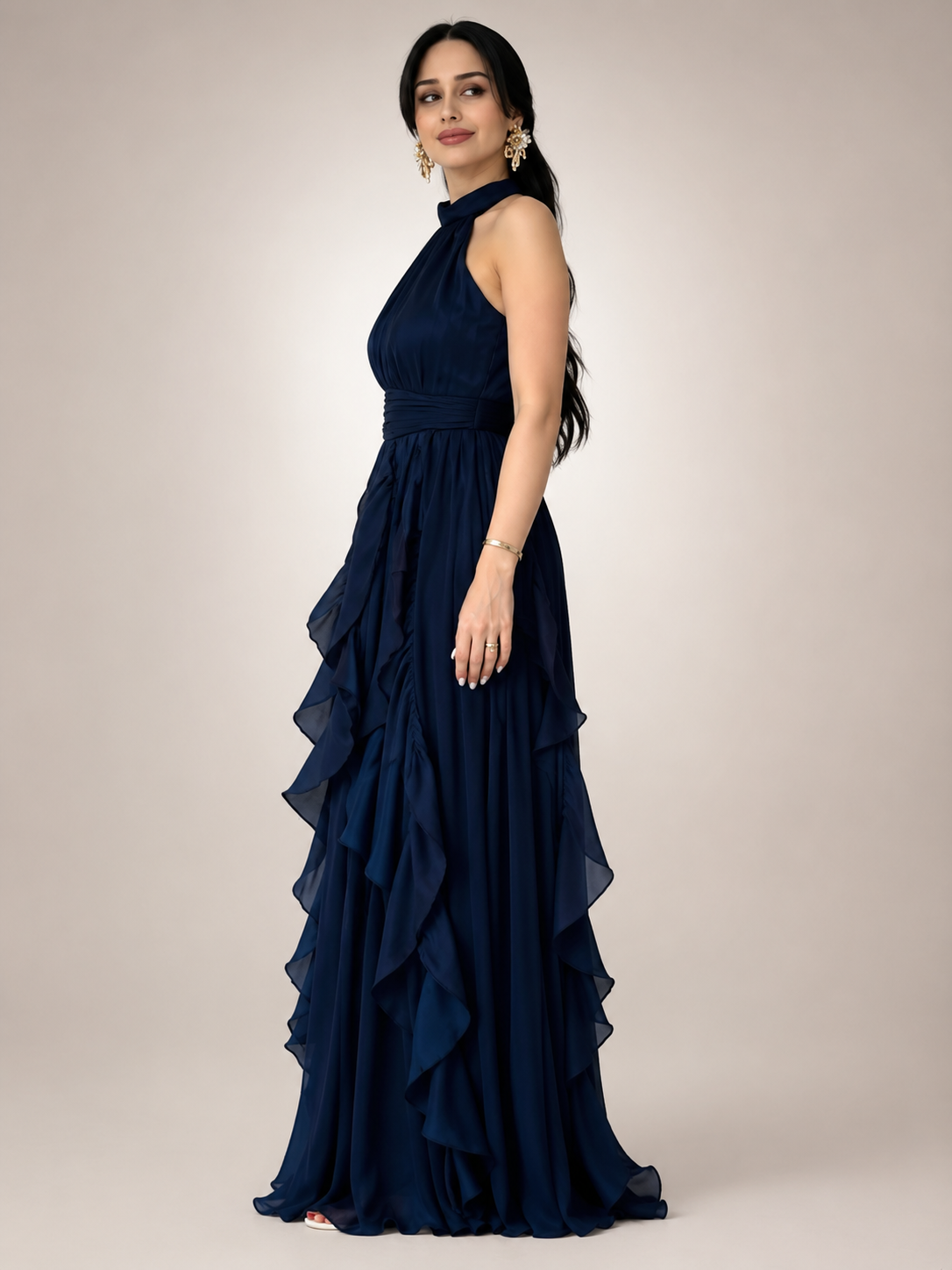 Sidonie | Halterneck Maxikleid im A-Linien-Schnitt