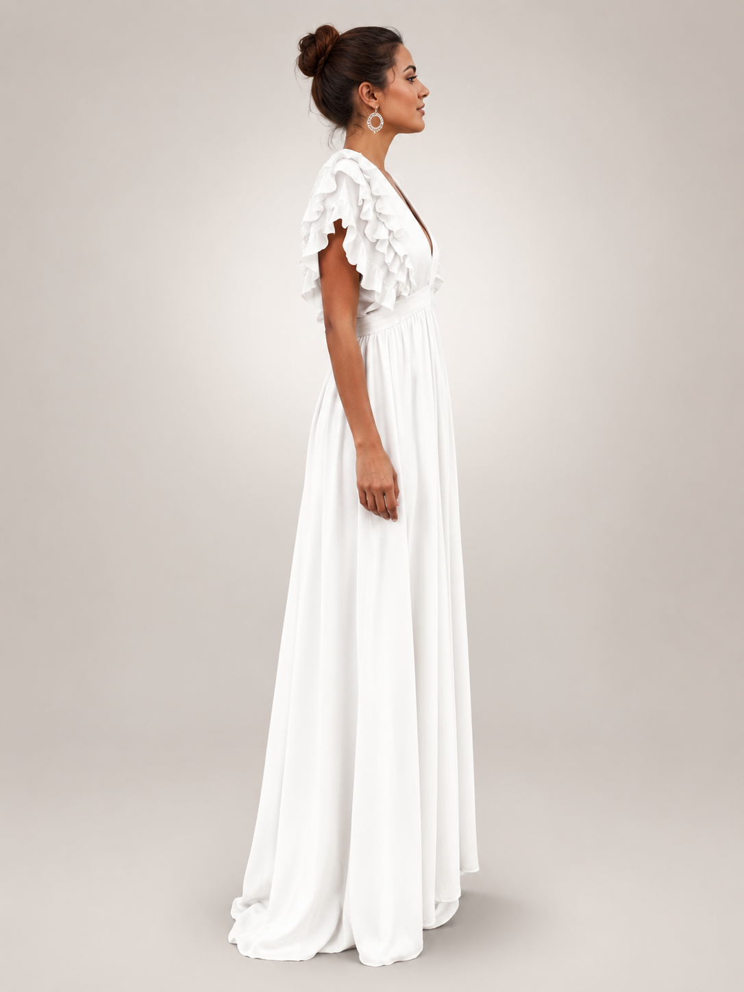 Gerlinde | Backless Maxi Dress with Ruffle Sleeves