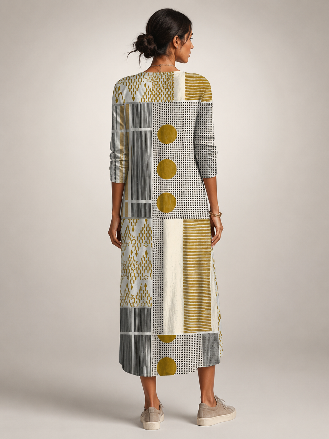 Christel | Boho-Maxikleid mit Patchwork-Print