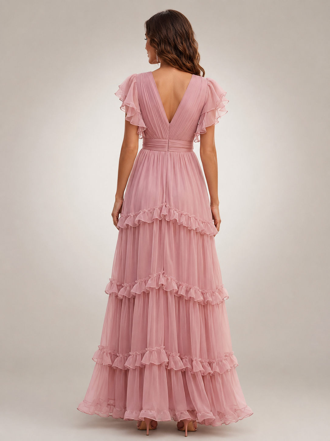 Agathe | Wickelkleid mit V-Ausschnitt und Rüschen