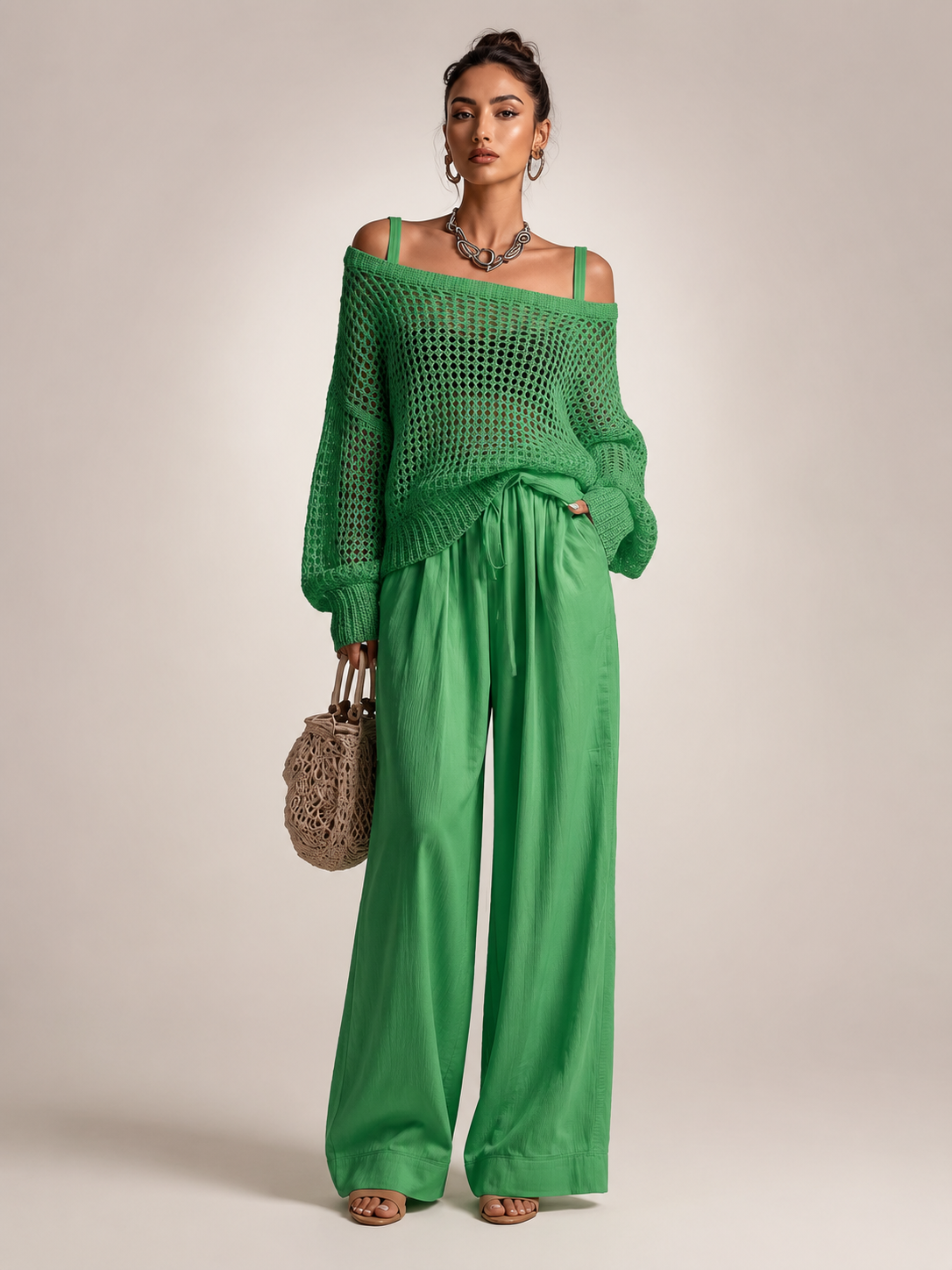 Herta | Off-Shoulder Zweiteiler-Set mit weiter Hose