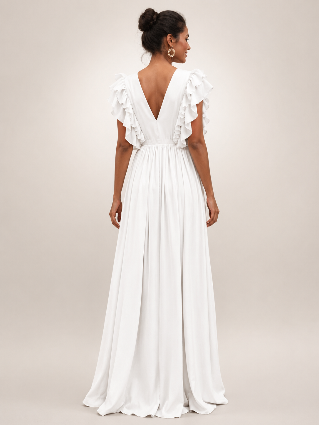 Gerlinde | Backless Maxi Dress with Ruffle Sleeves