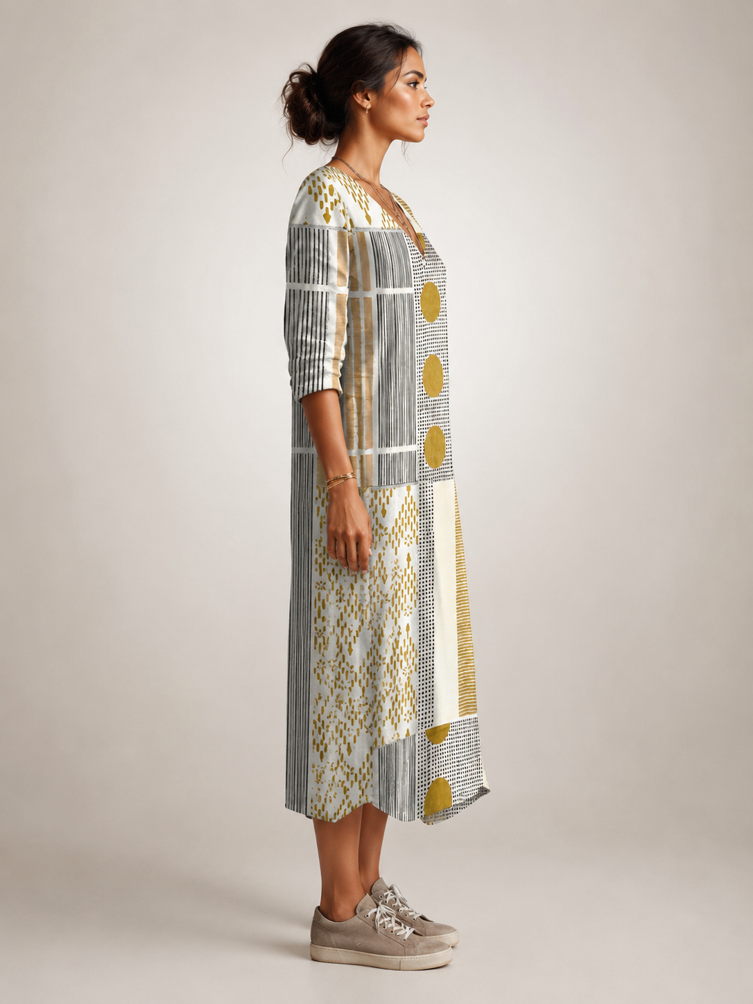 Christel | Boho-Maxikleid mit Patchwork-Print