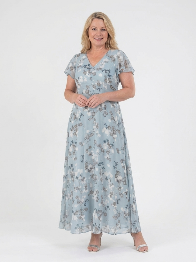 Amelie | Florales Chiffon-Maxikleid