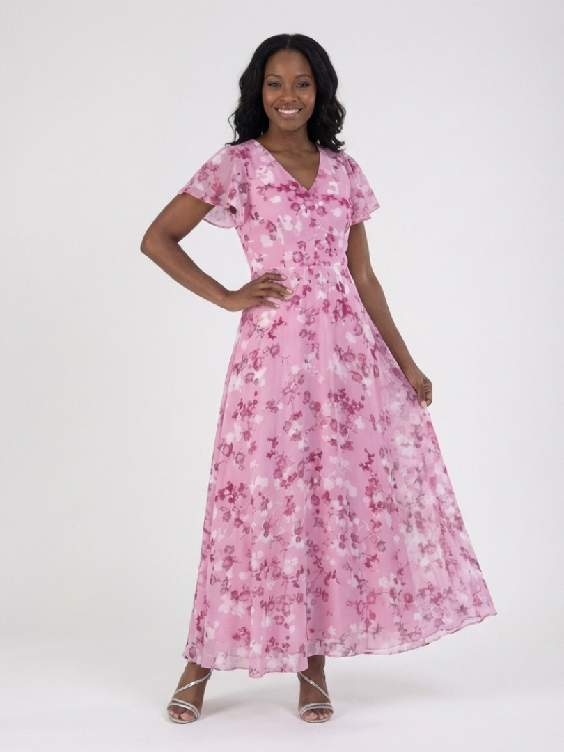 Amelie | Florales Chiffon-Maxikleid