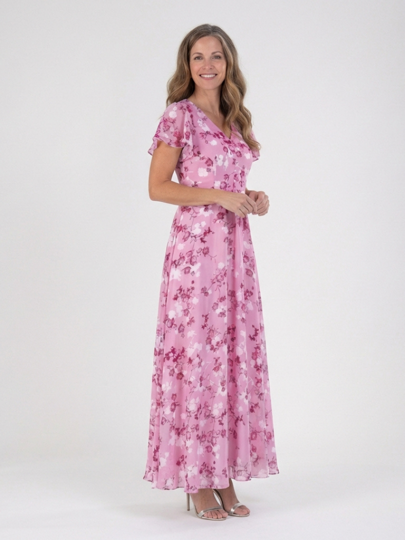 Amelie | Florales Chiffon-Maxikleid