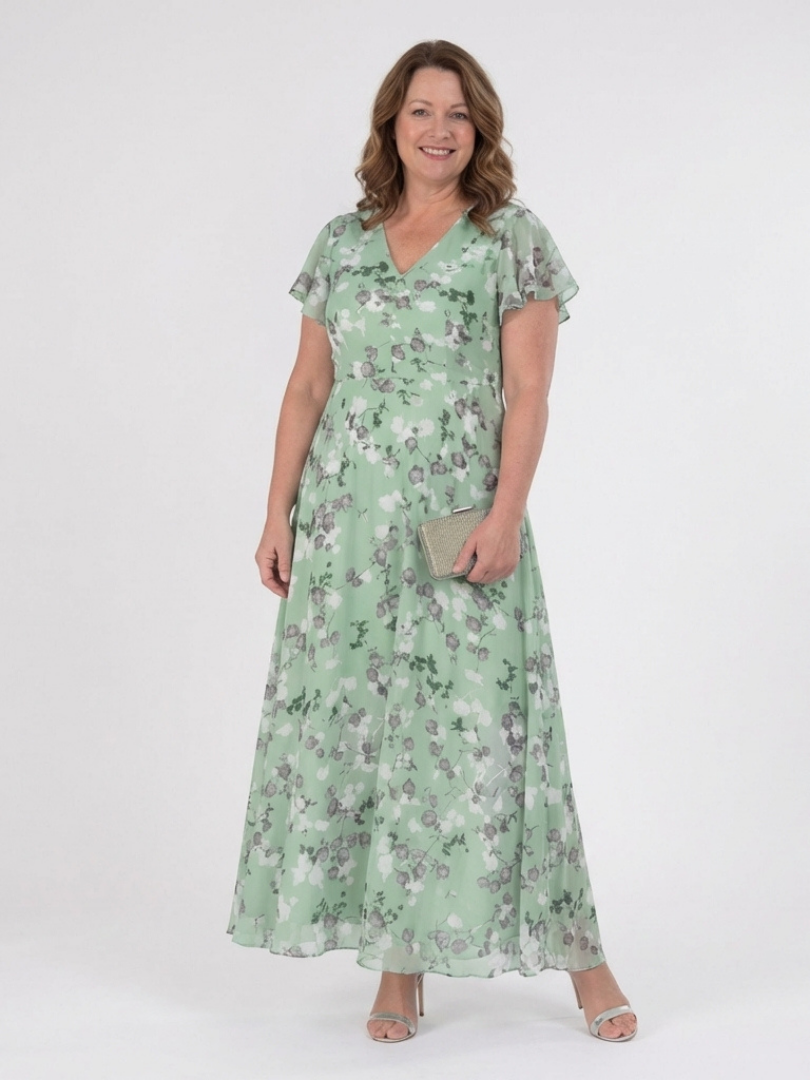 Amelie | Florales Chiffon-Maxikleid