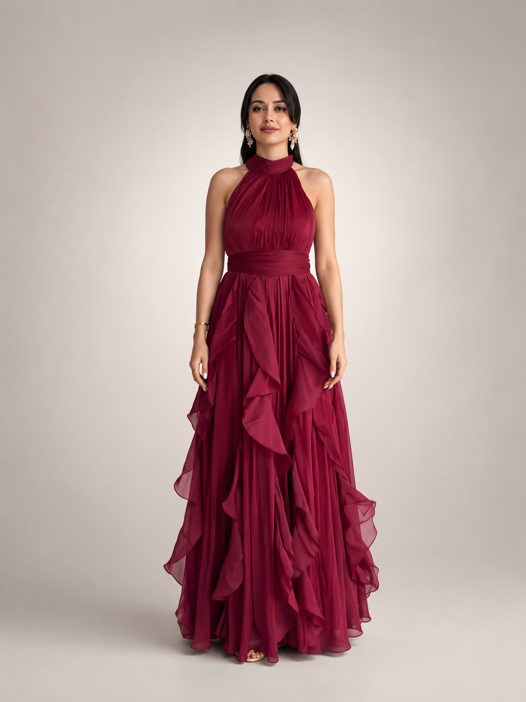 Sidonie | Halterneck Maxikleid im A-Linien-Schnitt