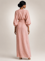 Leonore | Minimalistisches Leinen-Maxikleid mit V-Ausschnitt