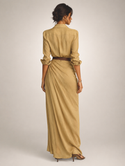 Auguste | Elegantes Maxikleid mit Reverskragen und Gürtel