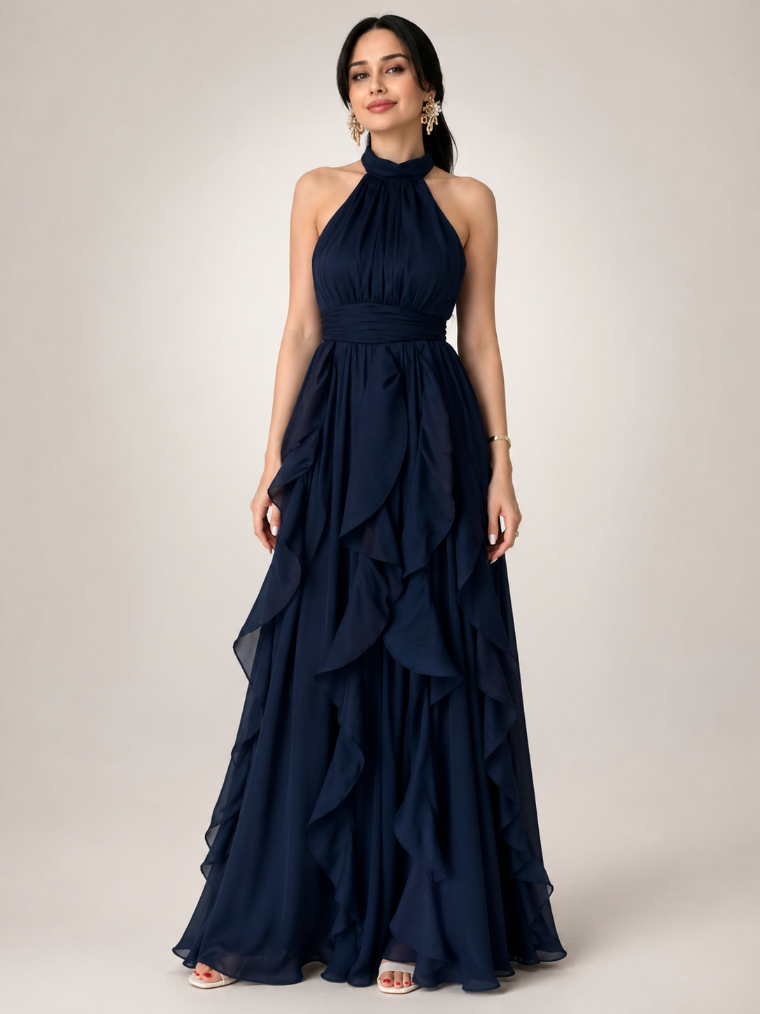 Sidonie | Halterneck Maxikleid im A-Linien-Schnitt