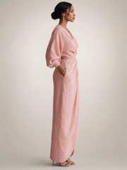 Leonore | Minimalistisches Leinen-Maxikleid mit V-Ausschnitt