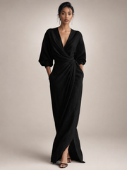 Leonore | Minimalistisches Leinen-Maxikleid mit V-Ausschnitt