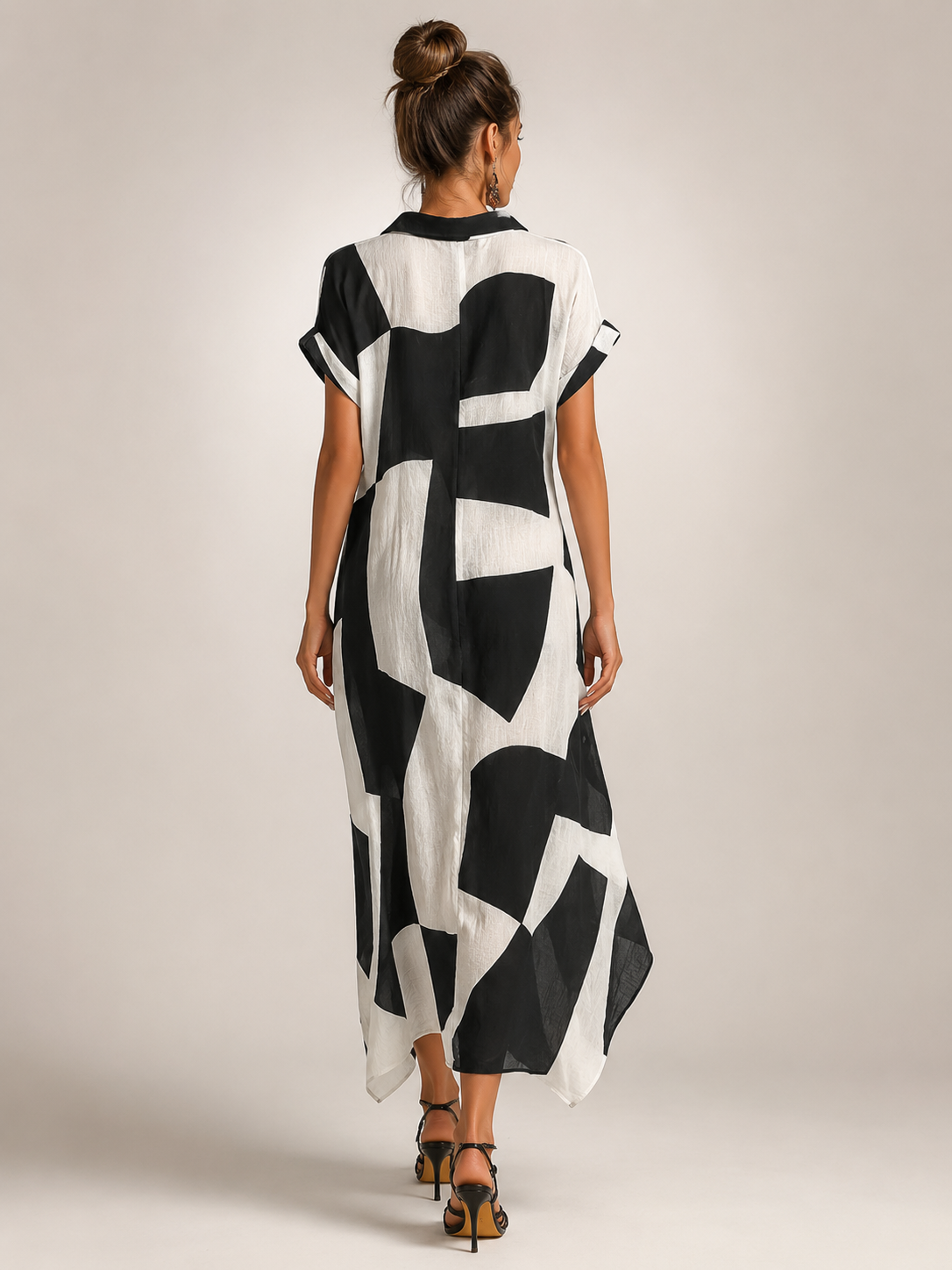 Roswitha | Hemdblusen-Maxikleid mit grafischem Print
