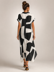 Roswitha | Hemdblusen-Maxikleid mit grafischem Print