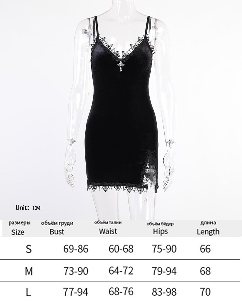 Dark Halloween Style Punk Dress Sexy Lace Print Party Dress Cosplay  Streetwear Y2K Skirt