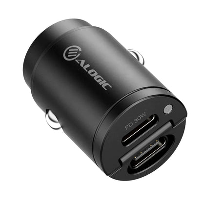 30W snelle mini-autolader 2 x USB-C