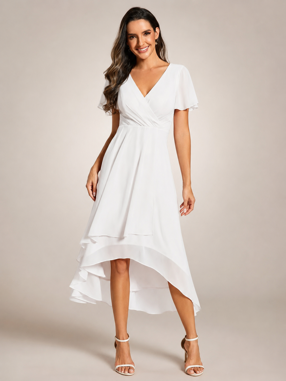 Reinhilde | Maxikleid mit asymmetrischem Saum und V-Ausschnitt