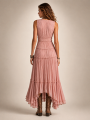 Gundula | Gestuftes Boho-Maxikleid mit V-Ausschnitt