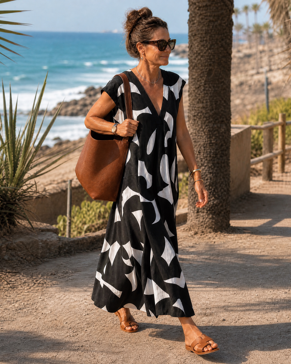 Emma | Gemustertes Midi-Kleid – Bild 3