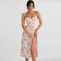 Fashion High Waisted Satin Suspender Dress for Women Sexy Elegant Bodycon Outfit Evening Dress