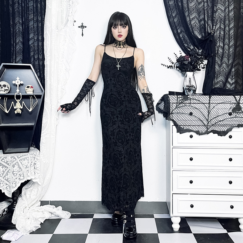 New Girls Hip Wrap Dress Dark Style Personality Cross Sexy Midi Dress
